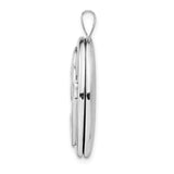 Sterling Silver Oval Locket Pendant with Virgin Mary Profile and Cross Engraving