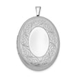Sterling Silver Oval Locket Pendant with Leaf Vine Design, Vintage Nature-Inspired Jewelry for Women