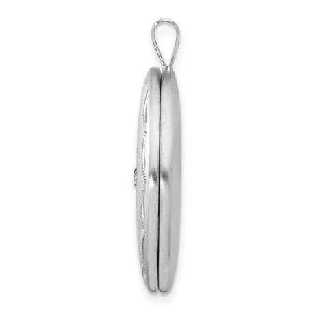 Sterling Silver Oval Locket Pendant with Diamond Accent and Starburst Design for Women