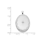 Sterling Silver Oval Locket Pendant with Diamond Accent and Starburst Design for Women