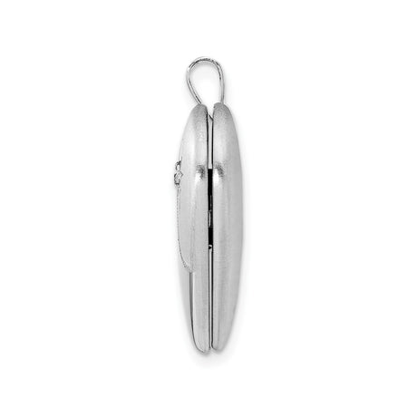 Sterling Silver Heart Locket Pendant with Diamond and Starburst Design for Women