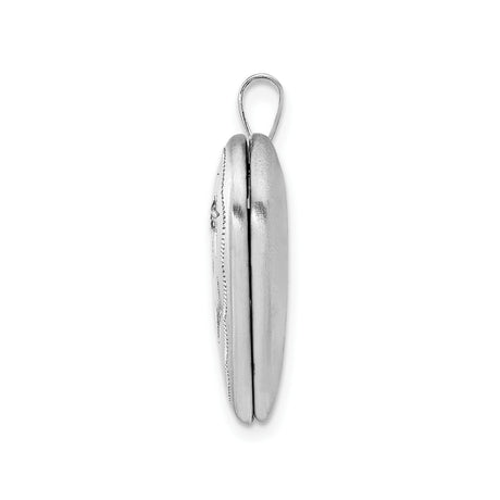 Sterling Silver Heart Locket Pendant with Diamond, My Friend Engraving and Starburst Design