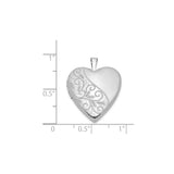 Sterling Silver Heart Locket Pendant with Floral Engraving, Romantic Keepsake Jewelry for Women