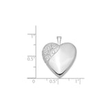 Sterling Silver Heart Locket Pendant with Floral Scroll Engraving, Vintage-Inspired Keepsake Jewelry