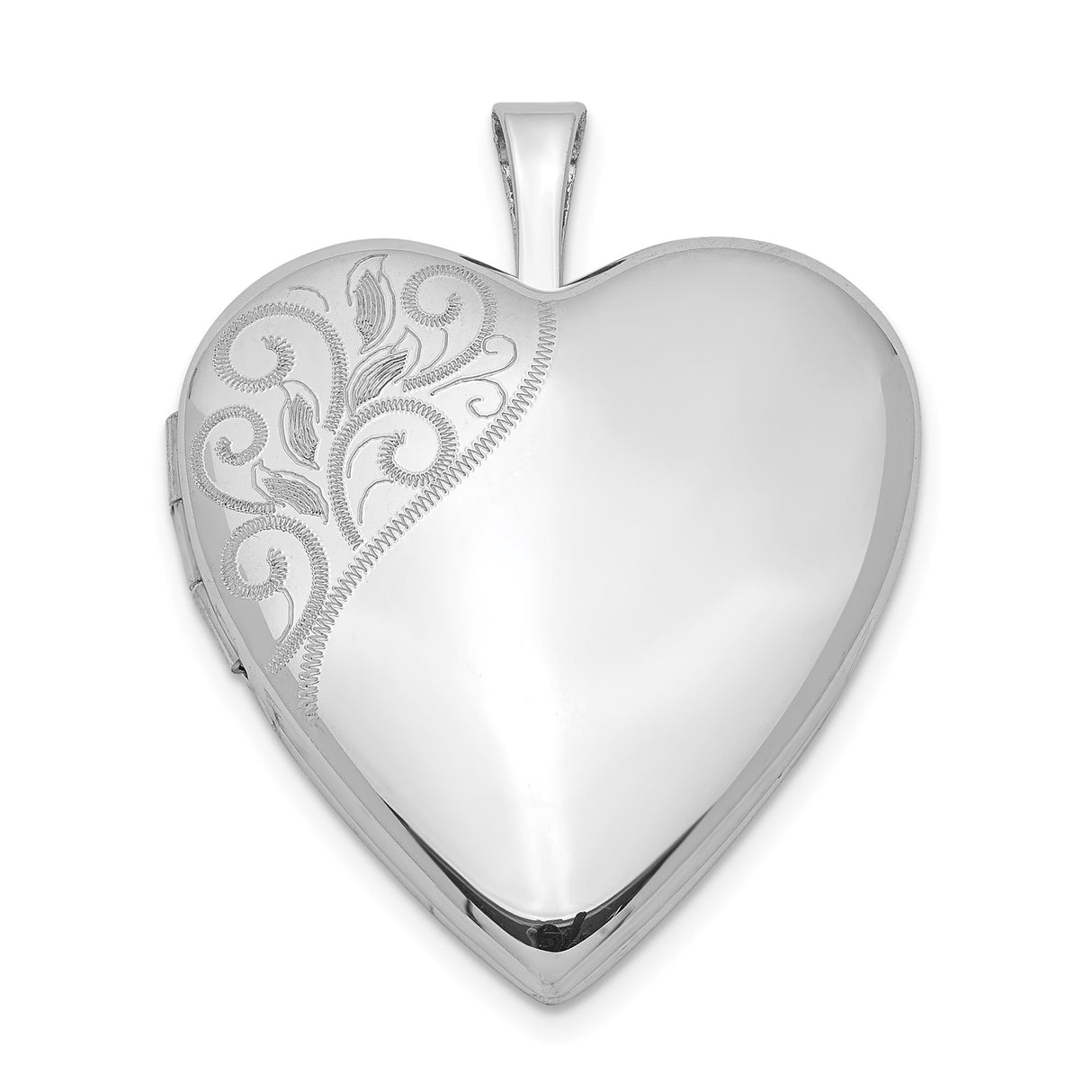 Sterling Silver Heart Locket Pendant with Floral Scroll Engraving, Vintage-Inspired Keepsake Jewelry