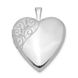 Sterling Silver Heart Locket Pendant with Floral Scroll Engraving, Vintage-Inspired Keepsake Jewelry