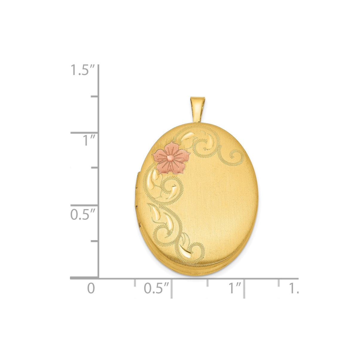 Sterling Silver Oval Locket Pendant with Gold-Tone Finish and Rose Floral Design