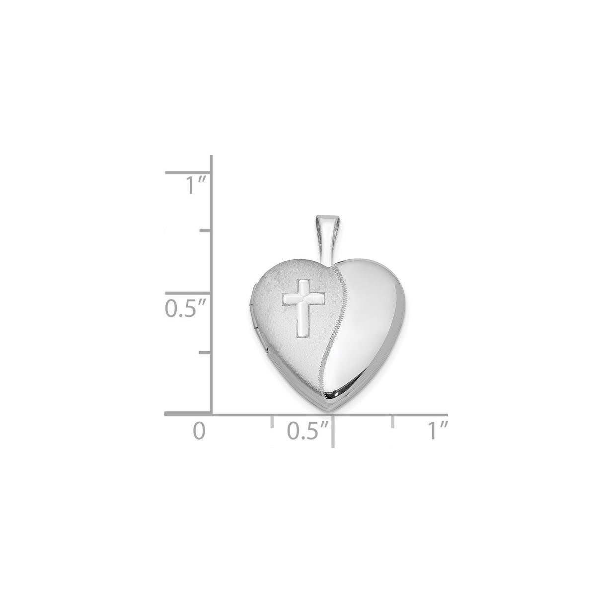 Sterling Silver Cross Pendant with Heart Locket Design, Dual Finish, Faith Jewelry for Men and Women