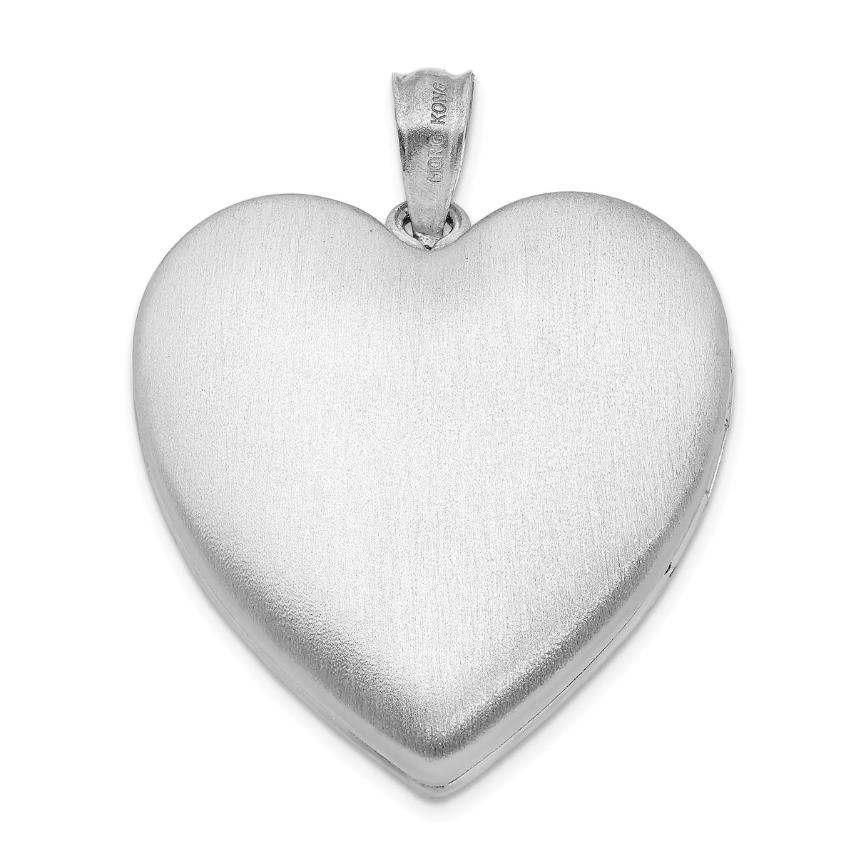 Sterling Silver Heart Locket Pendant with Matte Finish and Polished Center for Women