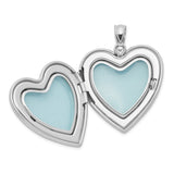 Sterling Silver Heart Locket Pendant with Matte Finish and Polished Center for Women