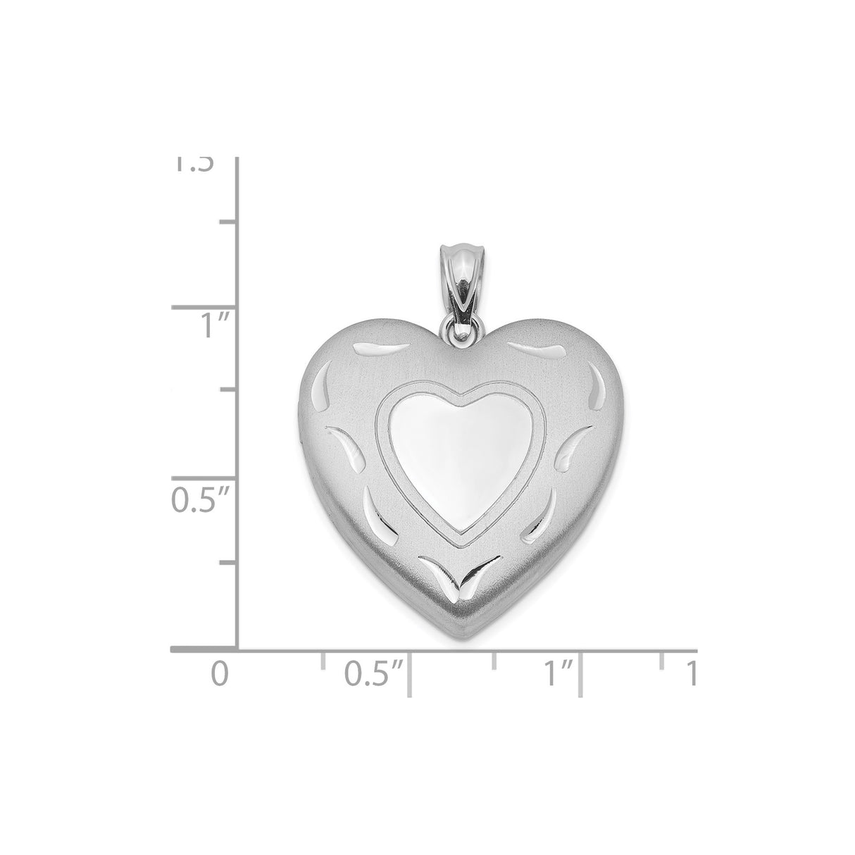 Sterling Silver Heart Locket Pendant with Matte Finish and Polished Center for Women