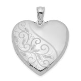 Sterling Silver Heart Locket with Floral Scroll Engraving, Classic Memory Pendant for Women