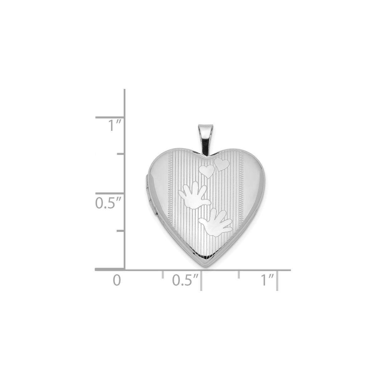 Sterling Silver Heart Locket Pendant with Baby Handprint and Hearts for Women