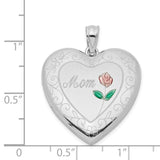 24mm Enameled D C Mom Heart Locket 30x24mm Charm Pendant in Real 925 Sterling Silver