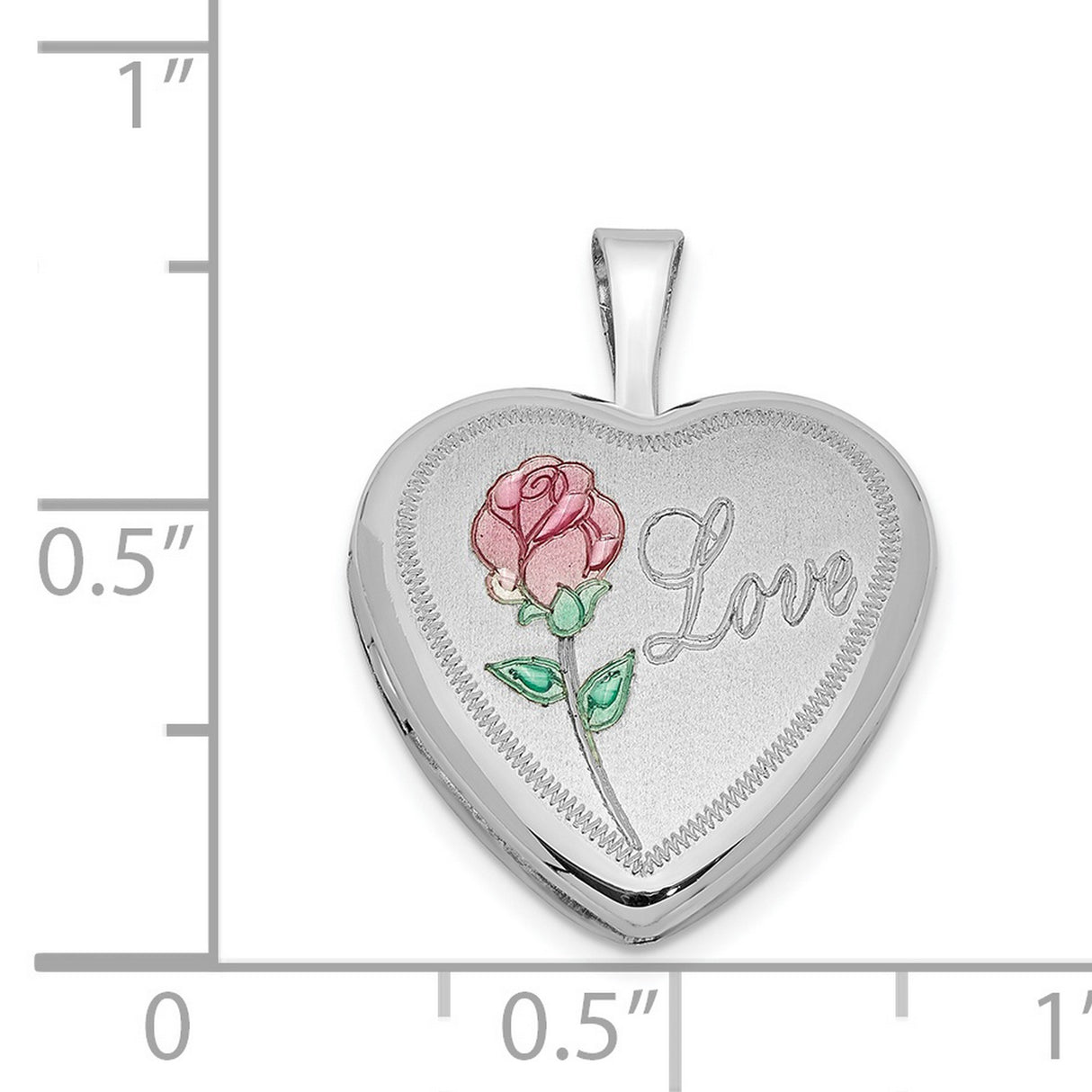 16mm Enameled and D C Love Heart Locket Charm Pendant in Real 925 Sterling Silver