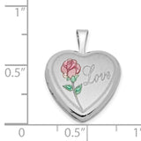 16mm Enameled and D C Love Heart Locket Charm Pendant in Real 925 Sterling Silver