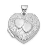 Sterling Silver Heart Locket Pendant with Interlocking Hearts and Scrollwork Design