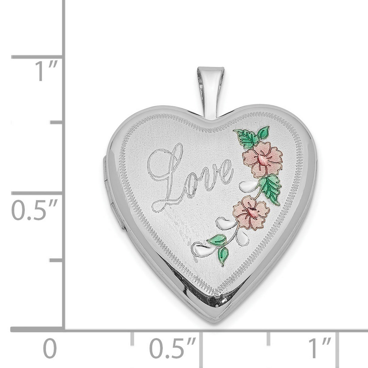 20mm D C and Enameled Love Heart Locket Charm Pendant in Real 925 Sterling Silver