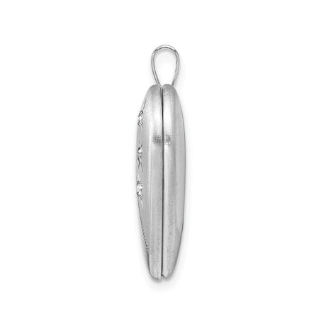 Sterling Silver Heart Locket Pendant with Diamond Accents and Star Motif