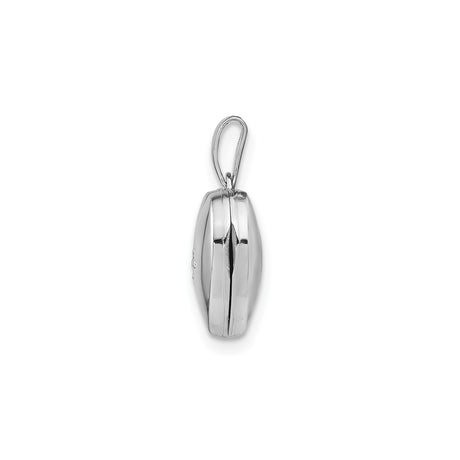 Sterling Silver Heart Locket Pendant with Diamond, Swirl Engraving and Starburst Design