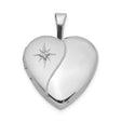 Sterling Silver Heart Photo Locket Pendant with Diamond and Starburst Engraving