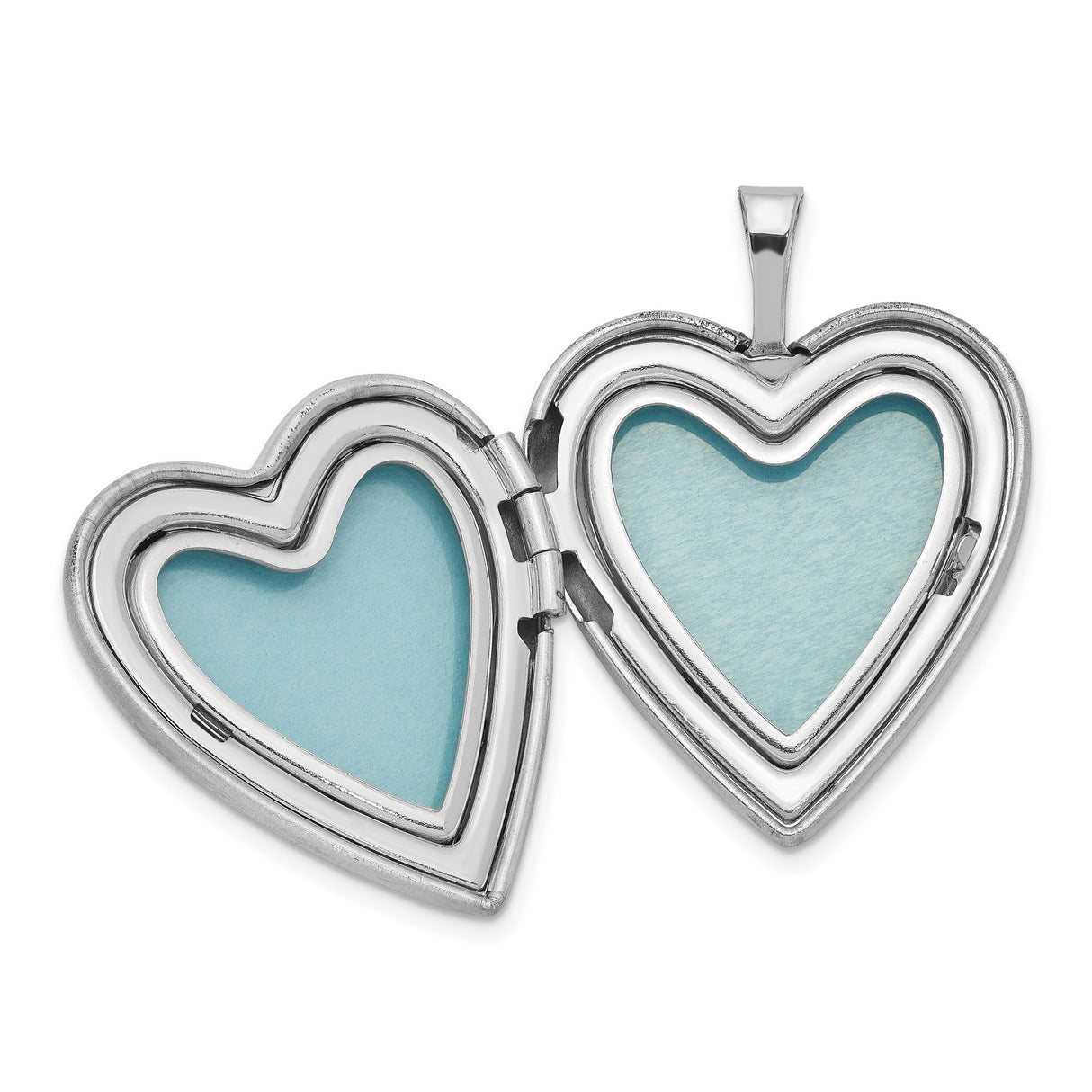 Polished and Satin Rose Heart Locket and Penda Charm Pendant in Real 925 Sterling Silver