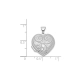 Sterling Silver Heart Locket Pendant with Scrollwork and Floral Engravings for Women