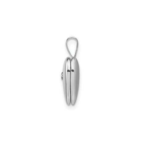 Sterling Silver Heart Locket Pendant with Diamond and Eight-Pointed North Star Design