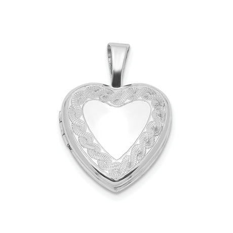 Sterling Silver Heart Locket Pendant with Braided Border Engraving, Classic Romantic Keepsake