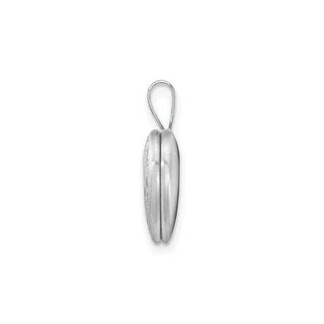 Sterling Silver Heart Locket Pendant with Floral Engravings and Polished Center