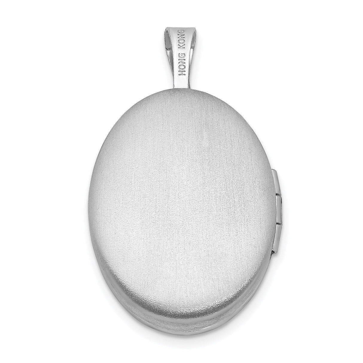 Sterling Silver Oval Locket Pendant with Diamond Accent, North Star Engraving, Brushed Finish
