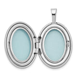 Sterling Silver Oval Locket Pendant with Diamond Accent, North Star Engraving, Brushed Finish