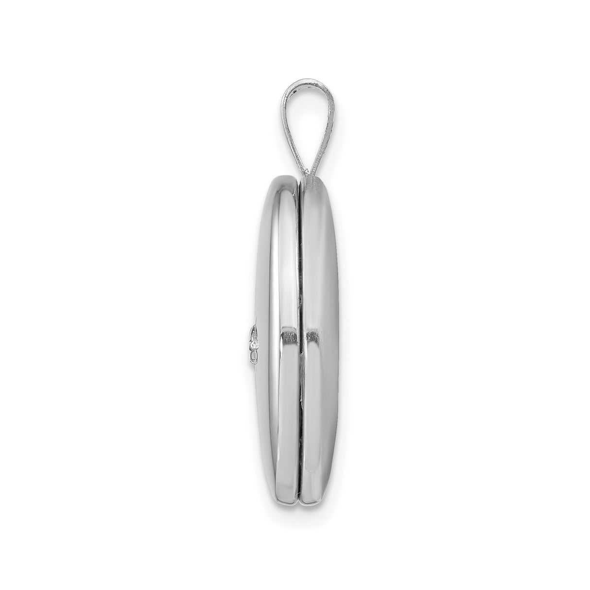Sterling Silver Oval Locket Pendant with Diamond Accent, North Star Engraving, Celestial Theme