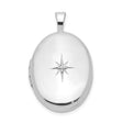 Sterling Silver Oval Locket Pendant with Diamond Accent, North Star Engraving, Celestial Theme