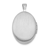 Sterling Silver Oval Locket Pendant with Scroll Design and Pink Flower Accent