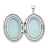 Sterling Silver Oval Locket Pendant with Scroll Design and Pink Flower Accent
