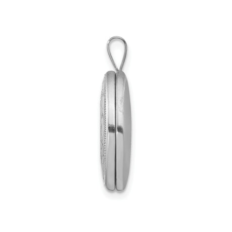 Sterling Silver Oval Locket Pendant with Etched Leaf Wreath Design for Women