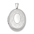 Sterling Silver Oval Locket Pendant with Etched Leaf Wreath Design for Women