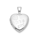 Sterling Silver Heart Locket Pendant with Its a Girl Design for Women or Grandmothers