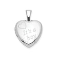 Sterling Silver Heart Locket Pendant, Its a Boy Motherhood Keepsake Jewelry
