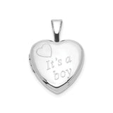 Sterling Silver Heart Locket Pendant, Its a Boy Motherhood Keepsake Jewelry