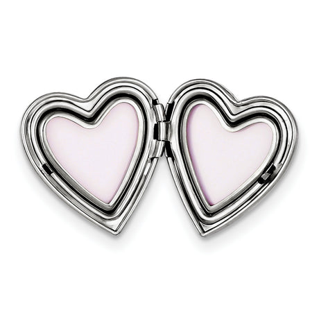 Mom W Enamel Flower 20mm Falling Heart Locket Charm Pendant in Real 925 Sterling Silver