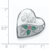 Mom W Enamel Flower 20mm Falling Heart Locket Charm Pendant in Real 925 Sterling Silver