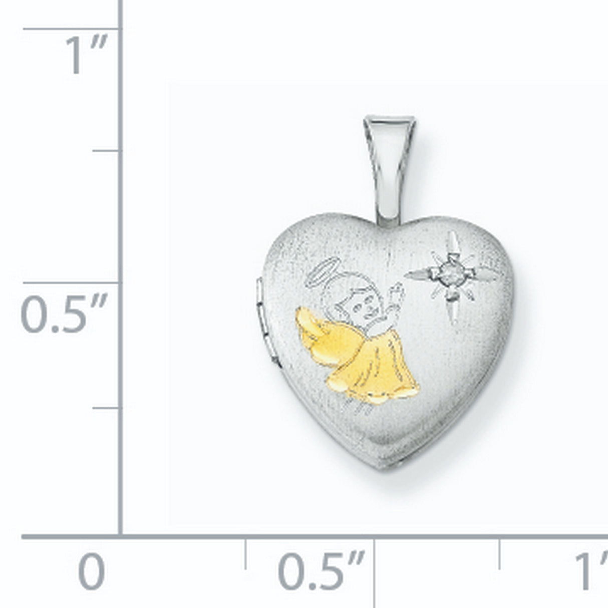 Angel 12mm Heart Locket Charm Pendant in Real 925 Sterling Silver