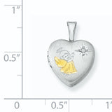 Angel 12mm Heart Locket Charm Pendant in Real 925 Sterling Silver