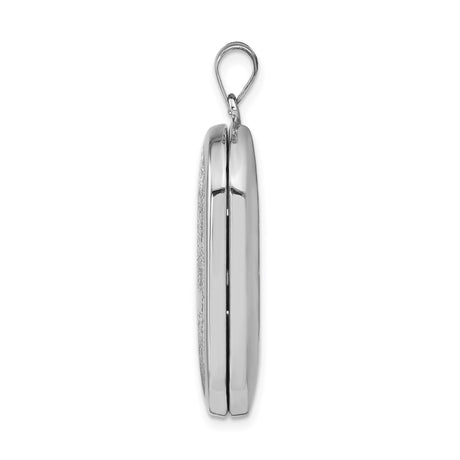 Sterling Silver Oval Locket Pendant with Raised Christian Cross, Religious Devotion Charm