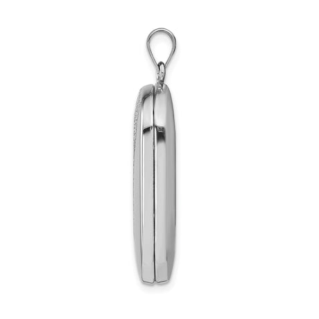 Sterling Silver Oval Locket Pendant with Footprints and Textured Sand Design, Christian Keepsake