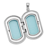 Sterling Silver Oval Locket Pendant with Footprints and Textured Sand Design, Christian Keepsake