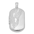 Sterling Silver Oval Locket Pendant with Footprints and Textured Sand Design, Christian Keepsake