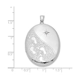 Sterling Silver Footprint Locket Pendant with Diamond and North Star Engraving